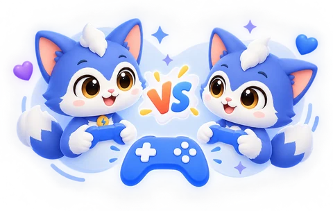 Two Kitties playing multiplayer games